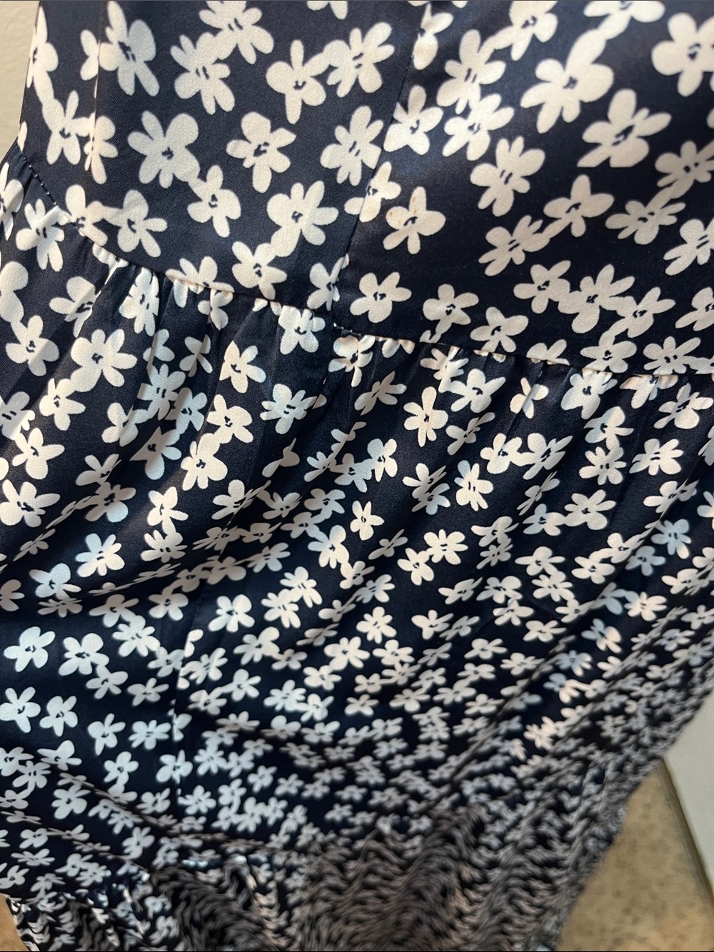 Lularoe Navy White Floral Maxi Dress Tassel Tie Sleeveless NWOT Size [Size L] - Picture 7 of 10